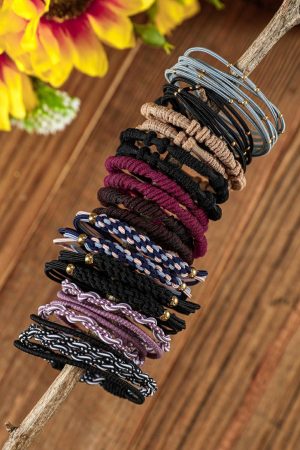 Headwear |   Black Multicolour 20pcs Boho Knotted Hair Ties ACCESSORIES Black