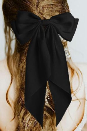 Headwear |   Black Oversized Ribbon Bowknot Satin Hair Clip ACCESSORIES Black