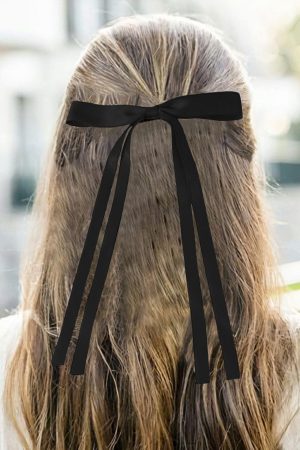 Headwear |   Black Ribbon Bowknot Hair Clip ACCESSORIES Black