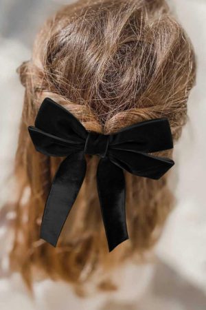 Headwear |   Black Velvet Bowknot Frenchy Girl Fashion Hair Clip ACCESSORIES Black