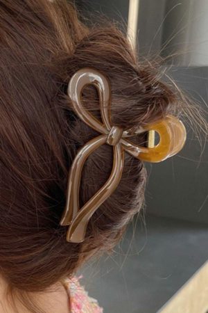 Headwear |   Coffee Long Tail Bow Knot Shape Claw Clip ACCESSORIES Coffee