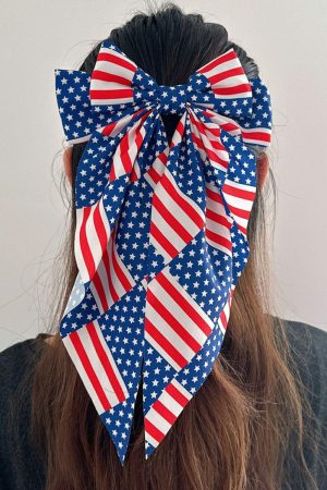 Headwear |   Dark Blue American Flag Large Bow Knot Hair Clip ACCESSORIES Dark Blue