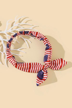 Headwear |   Fiery Red American Flag Bowknot Elastic Headband ACCESSORIES Fiery Red