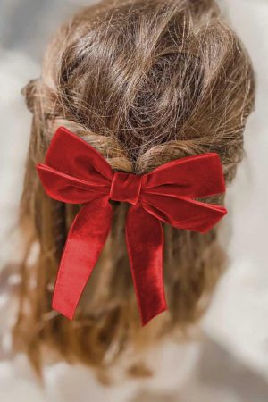 Headwear |   Fiery Red Velvet Bowknot Frenchy Girl Fashion Hair Clip ACCESSORIES Fiery Red