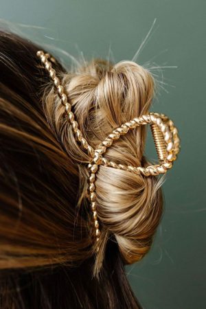 Headwear |   Gold Twist Large Alloy Hair Clip ACCESSORIES Gold