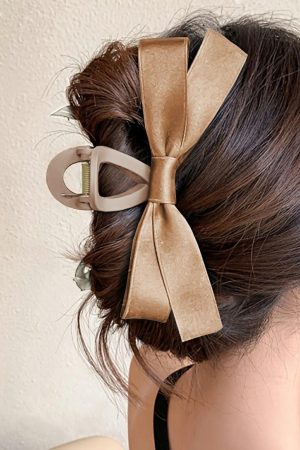 Headwear |   Light French Beige Bow Decor Large Hair Claw Clip ACCESSORIES Headwear