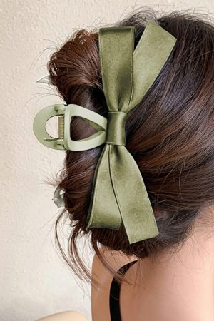 Headwear |   Mist Green Bow Decor Large Hair Claw Clip ACCESSORIES Headwear