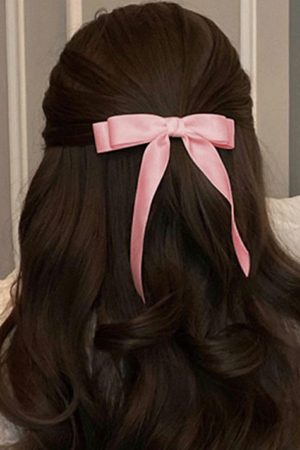 Headwear |   Pink Satin Knot Bow Hair Clip ACCESSORIES Headwear