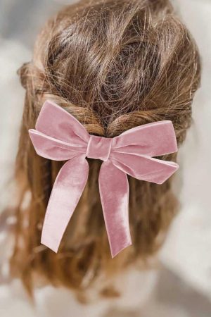 Headwear |   Pink Velvet Bowknot Frenchy Girl Fashion Hair Clip ACCESSORIES Headwear