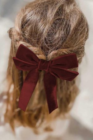 Headwear |   Red Sandalwood Velvet Bowknot Frenchy Girl Fashion Hair Clip ACCESSORIES Headwear