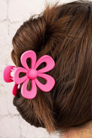 Headwear |   Rose Red Sweet Hollowed Flower Shape Claw Clip ACCESSORIES Headwear