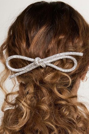 Headwear |   Silvery Rhinestone Bow Tie Hair Clip ACCESSORIES Headwear