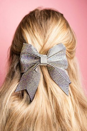 Headwear |   Silvery Rhinestone Large Bow Knot Hair Clip ACCESSORIES Headwear