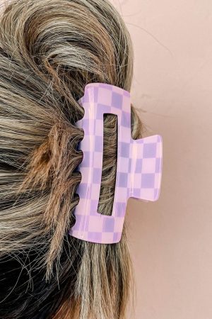 Headwear |   Wisteria Checkered Print Hollow Out Hair Clip ACCESSORIES Headwear