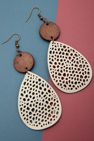 Jewelry |   Apricot Colorblock Cut-Out Water Drop Hook Earrings ACCESSORIES Apricot