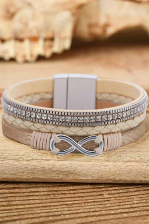 Jewelry |   Apricot Infinity Rhinestone Magnetic Buckle Bracelet ACCESSORIES Apricot