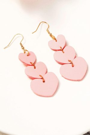 Jewelry |   Apricot Pink Valentine Heart Shape Dangle Hook Earrings ACCESSORIES Apricot Pink