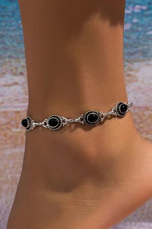 Jewelry |   Black Bohemia Natural Opal Anklet ACCESSORIES Black