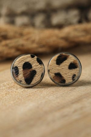 Jewelry |   Brown Leopard Studded Earrings ACCESSORIES Brown