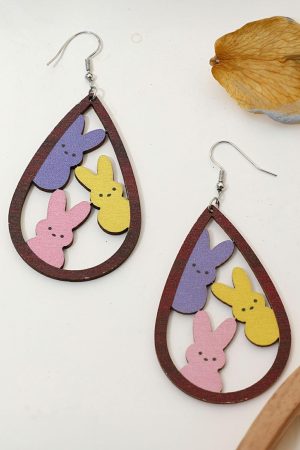 Jewelry |   Brown Waterdrop Shape Easter Bunny Hook Earrings ACCESSORIES Brown