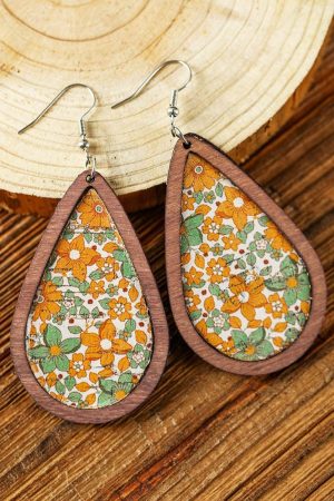 Jewelry |   Contrast Trim Floral Print Drop Earrings ACCESSORIES Jewelry