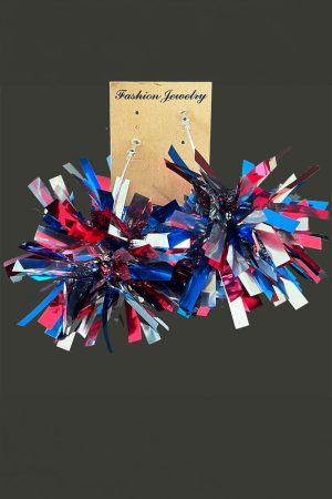 Jewelry |   Dark Blue 4th of July Celebration Tinsel Earrings ACCESSORIES Dark Blue