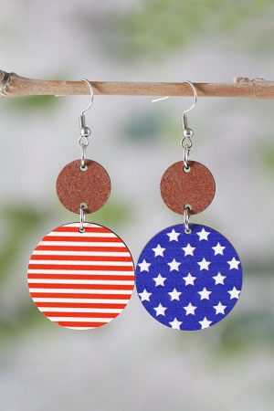 Jewelry |   Dark Blue 4th of July Wooden Flag Earrings ACCESSORIES Dark Blue