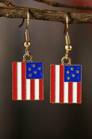 Jewelry |   Dark Blue American Flag Print Patriotic Hook Earrings ACCESSORIES Dark Blue