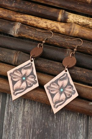 Jewelry |   DUNE Western Floral Wooden Dangle Earrings ACCESSORIES DUNE