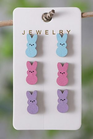 Jewelry |   Easter Bunny Doll Wooden Earrings ACCESSORIES Jewelry