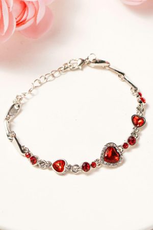 Jewelry |   Fiery Red Heart-shape Gem Valentines Fashion Bracelet ACCESSORIES Fiery Red