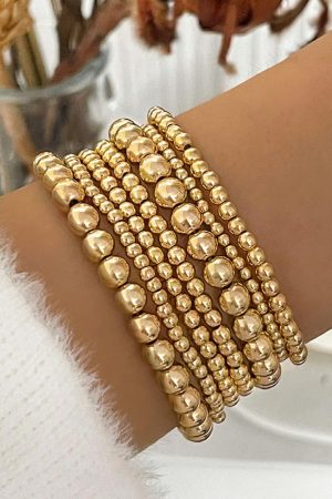 Jewelry |   Gold 7pcs/Set Minimalist Beaded Luxury Bracelet Set ACCESSORIES Gold