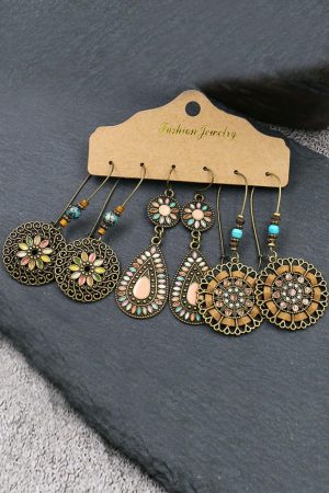 Jewelry |   Gold Boho Retro Hollow Dangle Earrings Set ACCESSORIES Gold