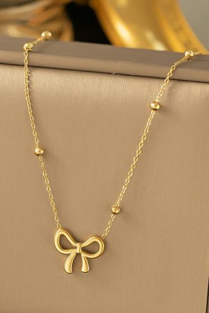 Jewelry |   Gold Bowknot Pendant Choker Necklace ACCESSORIES Gold