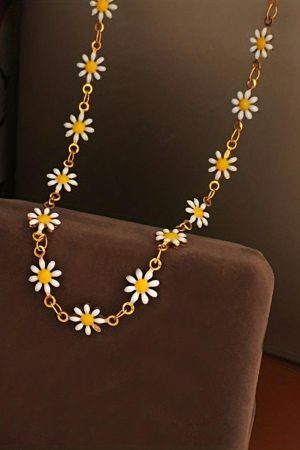 Jewelry |   Gold Daisy Adjustable Chain Choker Necklace ACCESSORIES Gold