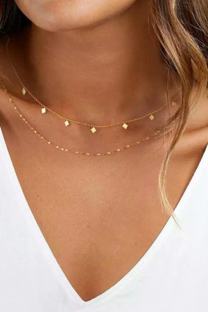 Jewelry |   Gold Double-Layered Skinny Alloy Necklace ACCESSORIES Gold