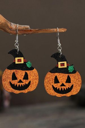 Jewelry |   Gold Flame Halloween Pumpkin Dangle Earrings ACCESSORIES Gold Flame