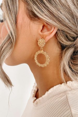 Jewelry |   Gold Glittering Circle Dangle Earrings ACCESSORIES Gold