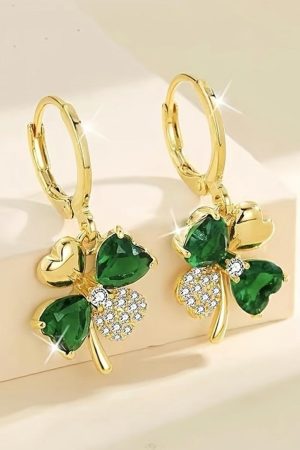 Jewelry |   Gold Gorgeous Gem St. Patricks 4-leaf Clover Earrings ACCESSORIES Gold