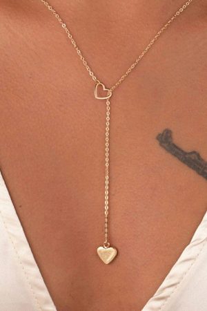 Jewelry |   Gold Heart Shape Hollow Lariat Necklace ACCESSORIES Gold