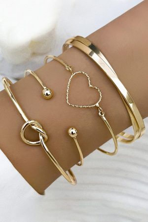 Jewelry |   Gold Love Geometric Cross Bracelet 4-piece Set ACCESSORIES Gold