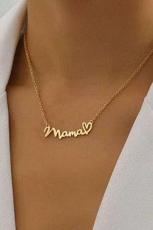 Jewelry |   Gold mama Heart Pendant Chain Necklace ACCESSORIES Gold