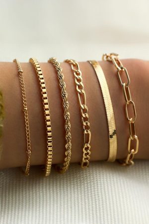 Jewelry |   Gold Multi Layered Adjustable Chain Bracelet Set ACCESSORIES Gold