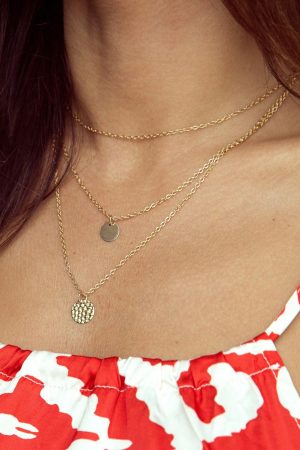 Jewelry |   Gold Multi-layered Round Copper Pendant Necklace ACCESSORIES Gold