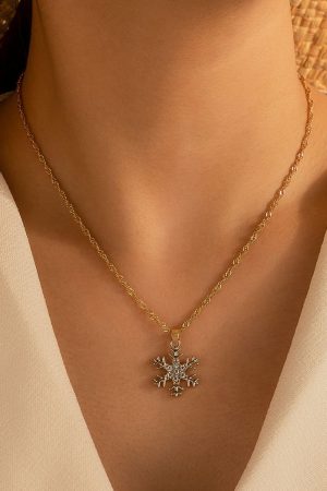 Jewelry |   Gold Rhinestone Snowflake Christmas Fashion Necklace ACCESSORIES Gold