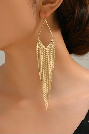 Jewelry |   Gold Tassel Long Chain Dangle Earrings ACCESSORIES Gold