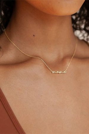 Jewelry |   Gold Tiny Mama Script Necklace ACCESSORIES Gold