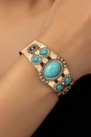 Jewelry |   Gold Vintage Boho Turquoise Cuff Bracelet ACCESSORIES Gold