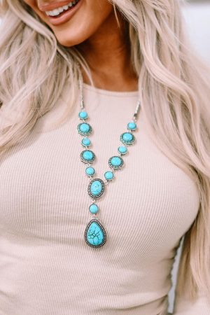 Jewelry |   Green Crackle Turquoise Water Drop Accent Necklace ACCESSORIES Green