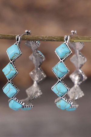 Jewelry |   Green Square Turquoise Gem Earrings ACCESSORIES Green